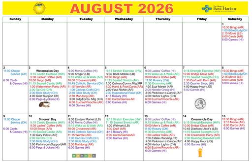 8/2026 East Harbor Calendar
