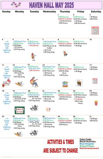 5/2025 East Harbor Calendar Memory Care