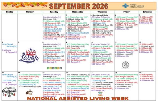 9/2026 East Harbor Calendar